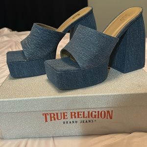Jeans chunky heels
